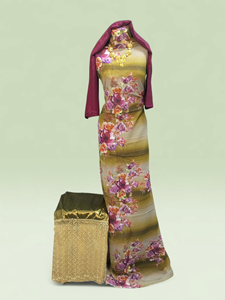 Conjunto de Vestido Swiss Dirac Color Lavanda con Estampado Botánico, Chal Crema y Garbasaar Bordado en Lavanda - Product Image 4