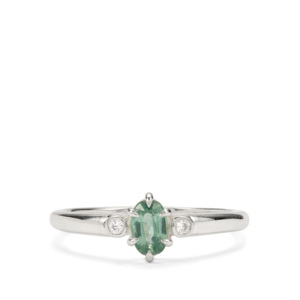 Anillo Geométrico de Plata de Ley Chapado en Rodio con Circonita Blanca y Perla de 0.65ct - Product Image 2