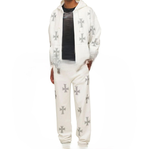 Conjunto Deportivo de Talla Grande con Logotipo Personalizado, Pedrería, Transpirable, para Invierno, con Sudadera Brillante y Pantalones Deportivos para Uso Diario - Product Image 1