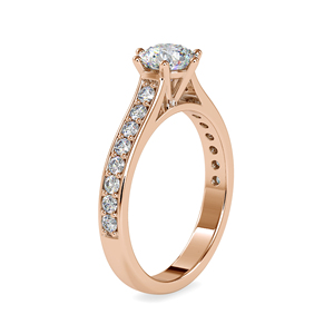 Anillo de diamante de corte redondo cultivado en laboratorio de 1,0 quilates, clásico, oro amarillo de 14 quilates, chapado en rodio, joyería de compromiso y boda, vermeil eterno - Product Image 2