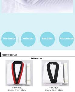Fábrica al por mayor logotipo personalizado mejor calidad poliéster algodón arte marcial Taekwondo uniforme muestra envío gratis - Product Image 5