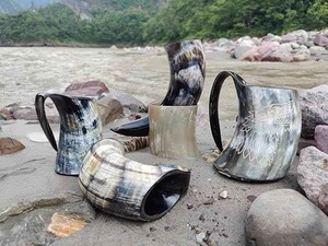 Taza de cuerno de Búfalo con grado Premium Natural 100%, mula de Moscú grabada, estilo vikingo, cocina religiosa, artesanía ecológica hecha a mano - Product Image 4