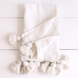 Eye Catching Simple Look Cotton Moroccan <b>Pom</b> <b>Pom</b> <b>Blanket</b> Throw Cotton Throw <b>Blanket</b> Hand Woven Boho Throw <b>Blanket</b> - Product Image 3