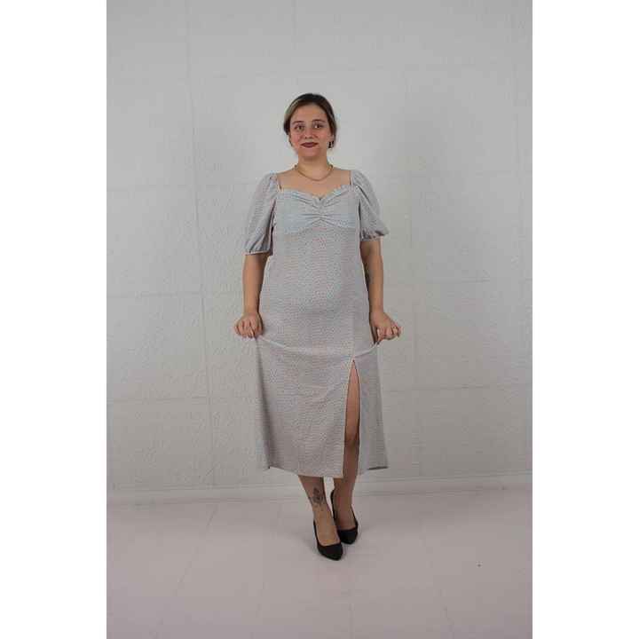 Plus Size Side Slit Dress Patterned El489