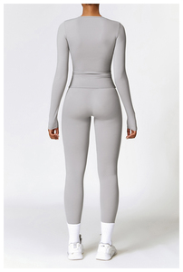 OEM Custom Long Sleeves Workout Wear Suit Women Sportswear Set Activewear High Waist Fitness Yoga Sets Women - Product Image 3