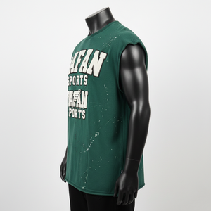 Camiseta 100% algodón para hombre, corte holgado, estampada, tela de jersey de algodón de primera calidad, transpirable, diseño de logotipo con apliques verdes. - Product Image 3