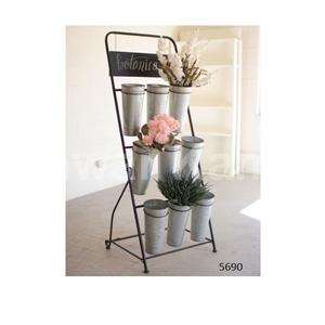 ชั้นวางดอกไม้พร้อมถังชุบสังกะสีเก้าอันสำหรับห้องนั่งเล่นในบ้านการแสดงตกแต่งสวน - Product Image 1