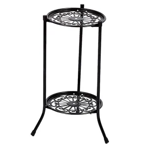 Soportes de maceta de metal negro para decoración del hogar Soporte de flores de maceta de patio colorido diseñado para agregar estilo y color - Product Image 2