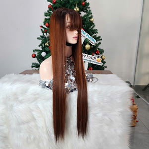 Perruque à frange sans colle en dentelle HD 2x6 de 30 pouces, 100% cheveux humains vietnamiens de luxe, couleur ombrée brun, produits capillaires naturels pour femmes noires - Product Image 4