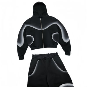 Ensemble de sweat-shirts à capuche vintage à fermeture éclair de haute qualité pour hommes, personnalisés, en molleton 100% coton, lourd, streetwear d'hiver, impression sérigraphique, broderie - Product Image 4