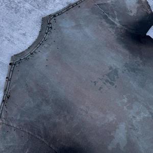 Coton Vintage vieilli de haute qualité personnalisé noir lavé à l'acide poids lourd graphique surdimensionné Boxy 100% coton batik tricoté - Product Image 4