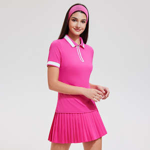 Custom Breathable Gym Yoga Fitness <b>Polo</b> Short Sleeve <b>Women</b> T-<b>Shirts</b> Color Block <b>Polo</b> Sports <b>Polo</b> <b>Shirt</b> <b>Women</b> badminton uniform - Product Image 5