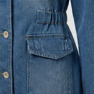 Chaqueta Vaquera de Mezclilla Personalizada de Primera Calidad, Color Personalizado, para Mujer, Abrigo Largo de Tela de Algodón, con Botones, Sólido, Invierno, Talla Grande, Procesamiento en Crudo, Lavado - Product Image 5
