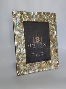 Yellow Mother Pearl Inlay Handmade Wood <b>Photo</b> <b>Frame</b> Mosaic Pattern Luxurious Home Decor Picture Display Radiant <b>Gift</b> Special - Product Image 6