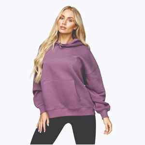 Women's Winter Casual Streetwear Oversize Heavyweight Solid Color <b>Velour</b> 100% Cotton <b>Hoodies</b> - Product Image 6