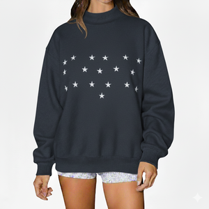 Women Autumn/Winter Long Oversized Mockneck Fleece Sweatshirt Casual Loose Relaxed Pullover Streetwear Fashion <b>Top</b> Front for - Product Image 1