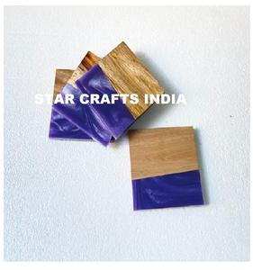 Haute qualité noyer personnalisé bois et résine sous-verres pour boissons résine tasse à thé caboteur moderne bois résine caboteur tasse carré luxe - Product Image 3