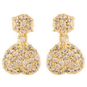 Chapado en oro indio tradicional, colgante hipoalergénico, Zirconia cúbica, CZ, pendiente de tuerca, joyería perforada para niñas - Product Image 2