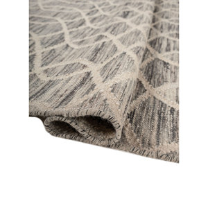 Indusbar Blue Flat Weaves <b>Wool</b> Kilim Rug Handmade Abstract Rectangle Design for Living Room or Home Floor-Model Dwrm-125 - Product Image 2