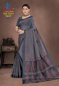 Sari en coton léger et durable pour femmes, réversible, infroissable, séchage rapide, motifs vibrants, toutes saisons, personnalisation OEM, fête - Product Image 6