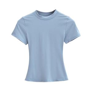 Camiseta de Manga Corta para Mujer, Transpirable, Ropa de Mujer, Verano, Tops Básicos Ajustados, Camisetas de Algodón 2025, Cuello Redondo, Camisetas Casuales para Mujer - Product Image 6