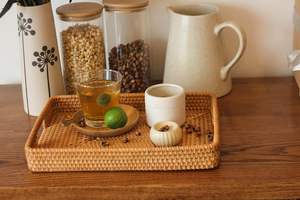 Panier de plateau en rotin rectangulaire fait main de haute qualité servant des meubles en rotin de fruits pour meubles de cuisine et femmes de chambre d'hôtel - Product Image 6