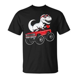 Camiseta para niños pequeños con diseño de T Rex Riding Monster Truck para el día de San Valentín - Product Image 1