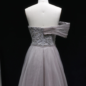 Jancember LSZ527 Vestido <span class=keywords><strong>de</strong></span> Noche Elegante para Mujer, con un Hombro Descubierto, Color Gris, con Cierre, para Fiestas Formales - Product Image 6