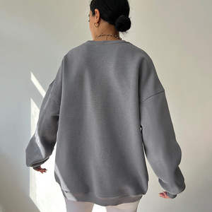 Sudadera Extra Grande para Mujer, Cuello Ancho, Diseño Sólido, Sudadera con Capucha Informal de Tela Tejida para Invierno y Primavera - Product Image 2