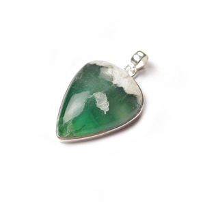 Green Fluorite Heart Gemstone Pendant - 925 Sterling Silver Unique <b>Simple</b> Design Pendant for Jewelry Making - Product Image 2