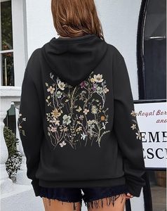 Nouveauté Pull à capuche pour femme en coton 100% avec broderie florale, sweat-shirt décontracté et chaud fabriqué au Bangladesh - Product Image 3