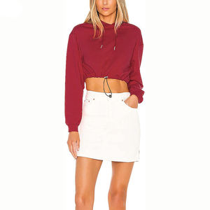 Venta caliente Invierno Polar pulóver con capucha Crop Top Sudadera con capucha con logotipo frontal ecológico manga larga Casual algodón - Product Image 4