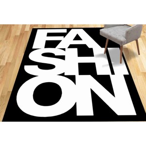 Tapis de mode noir et blanc : Décoration moderne imprimée en 3D, tapis doux non tissé - Product Image 1