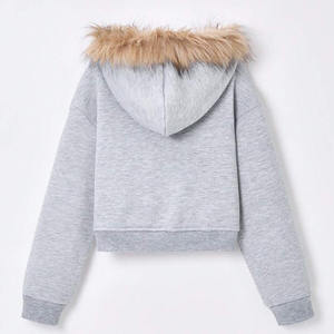 Haute qualité hommes XL poids lourd coton sweat confortable pull court fermeture éclair blanc fausse fourrure personnalisé Streetwear - Product Image 2