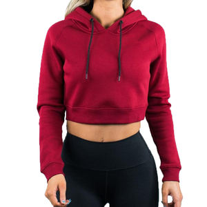 Fabricación de fábrica material fresco Nuevo estilo Regular Fit Crop Top Sudadera con capucha 100% algodón French Terry Cotton Knitted Hoodie mujeres - Product Image 4