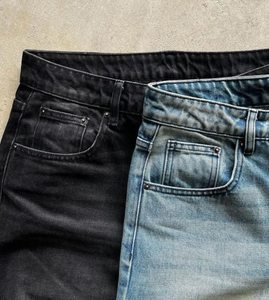 Dongguan Custom High Quality Man Distress Straight Leg Cotton Vintage Wash Blue Black Denim Pants <b>Jeans</b> for Men premium <b>jeans</b> - Product Image 4