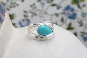 Turquoise <b>Ring</b>, Organic <b>Sterling</b> <b>Silver</b> Turquoise <b>Ring</b>, Coastal Jewellery <b>Rings</b> Designer <b>Rings</b> Gift for Bride, Lover Wear - Product Image 4