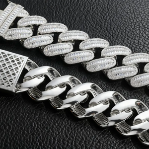 Collar Cubano de Lujo con Diamantes de Imitación VVS, Cadena de Plata 925, Estilo Hip Hop - Product Image 3