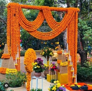 Guirlandes de fleurs de souci artificielles faites à la main décoration murale et de festival de fête de mariage indien Toran et décor de noël en gros - Product Image 1