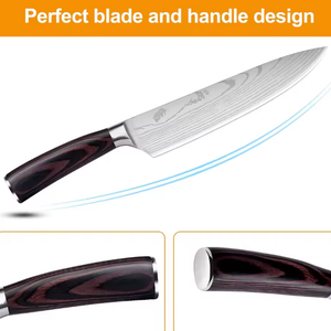 Cuchillo de Chef Profesional de 8 Pulgadas de Acero de Damasco con Mango de Madera, Ecológico, Ambidiestro, Apto para Lavavajillas, Cocina Moderna - Product Image 4