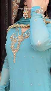 Vestido de fiesta de boda indio pakistaní para adultos SALWAR KAMEEZ BOLLYWOOD SUIT SHARARA con trabajo de bordado pesado - Product Image 3