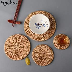 Handmade Woven Rattan Tea <b>Coaster</b> <b>Sets</b> Designer Wicker <b>Coaster</b> for Drinking Mug Glass Tea Cup <b>Coaster</b> Mats <b>and</b> Pads <b>Placemats</b> - Product Image 5