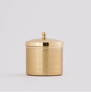 Tarro de vela dorado de Metal a granel de boda de lujo con logotipo personalizado con tapa, recipiente de vela cilíndrico - Product Image 2