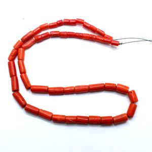 Perles en tube de corail rouge naturel italien de 16 pouces en gros pour la fabrication de bijoux - Product Image 1