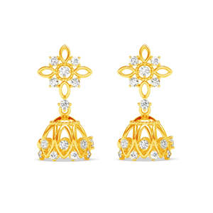 Boucles d'oreilles Jhumki et Jhumka en argent 925 de qualité supérieure avec diamants et zircons, breloques religieuses pour femmes, idéales pour les fêtes - Product Image 1