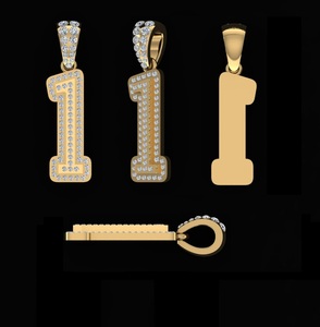 Personalizado Hip Hop Pass Tester Ice Out Letra Nombre Colgante 10Kt Blanco/Amarillo Oro 3gm y 0.31ct Diamantes naturales - Product Image 2