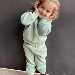 Service OEM/ODM, personnalisation de vêtements pour enfants, survêtement gris délavé pour bébé garçon, survêtement unisexe - Product Image 3