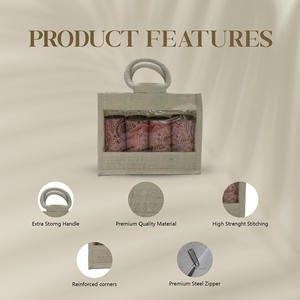 Petit sac à vin de mariage exquis vendu en usine avec poignée en jute réutilisable Abaca Fashion Packaging Ribbon Handle Jute Gift Bag - Product Image 5