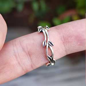 925 Sterling Silver Leaf <b>Ring</b> for Women Dainty Thin Band Midi Knuckle <b>Stack</b> Stacking <b>Rings</b> for Gift - Product Image 6