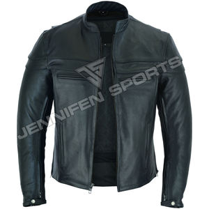 แจ็กเก็ตขี่มอเตอร์ไซค์หนังวัวแท้สำหรับผู้ชายบุผ้าสองข้างมีซิปปิดสำหรับฤดูหนาว - Product Image 2